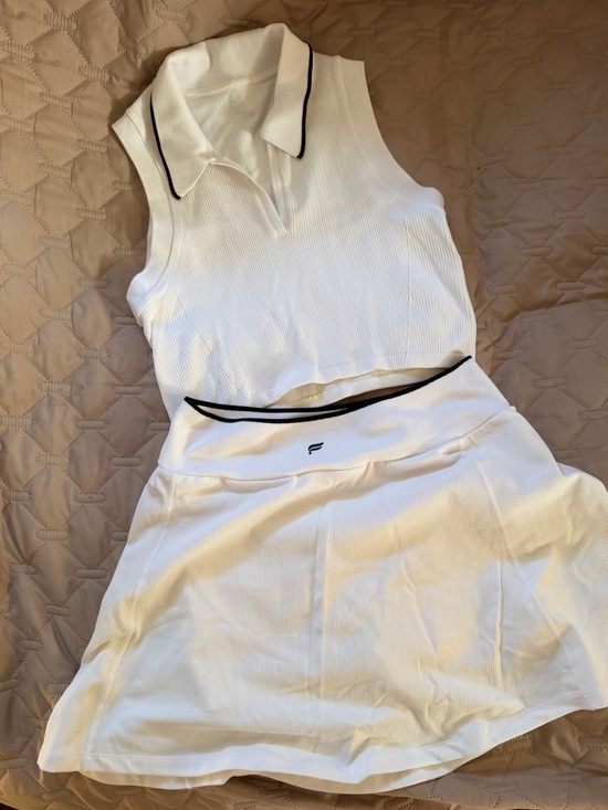 Fabletics Dresses & Skirts - Fabletics White Ribbed Tennis Set XL | EUC